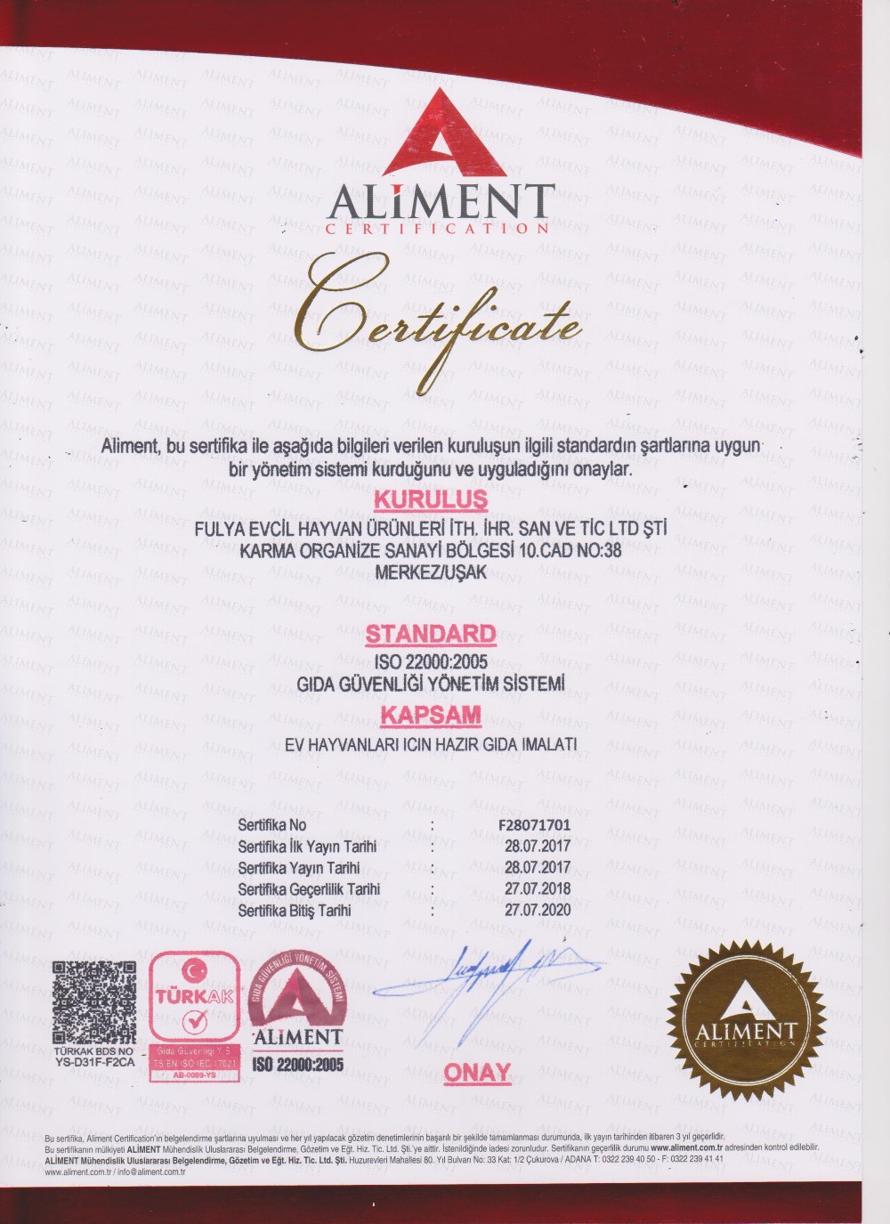 Rimaş | ISO 22000:2005