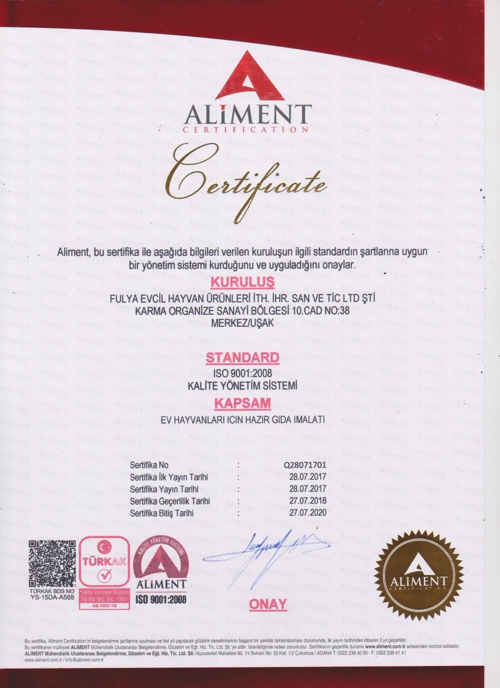 Rimaş | ISO 9001:2008